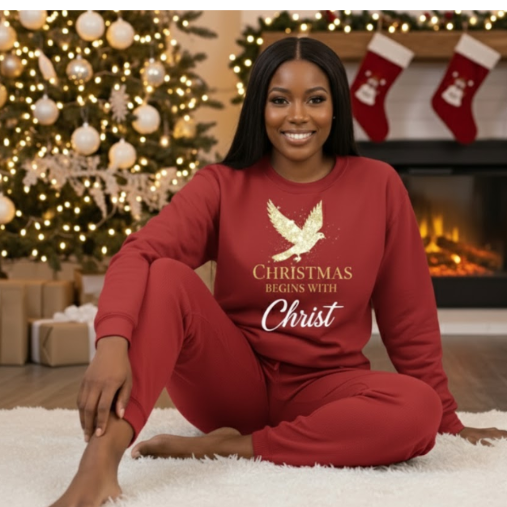 Christmas Begins with Christ Unisex Crewneck Sweatshirt | Cozy Faith Holiday Pullover (Gildan 18000)