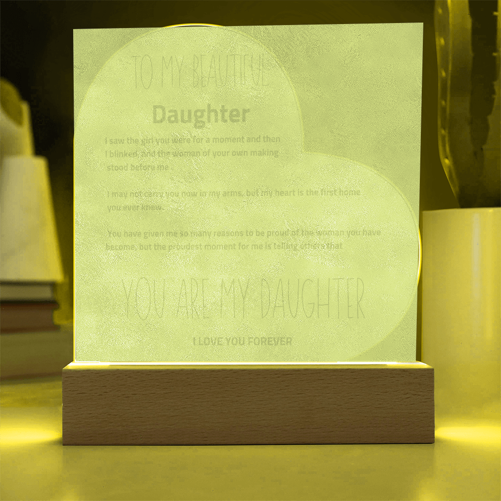 To My Daughter - Love You Forever - LED Heart Plaque