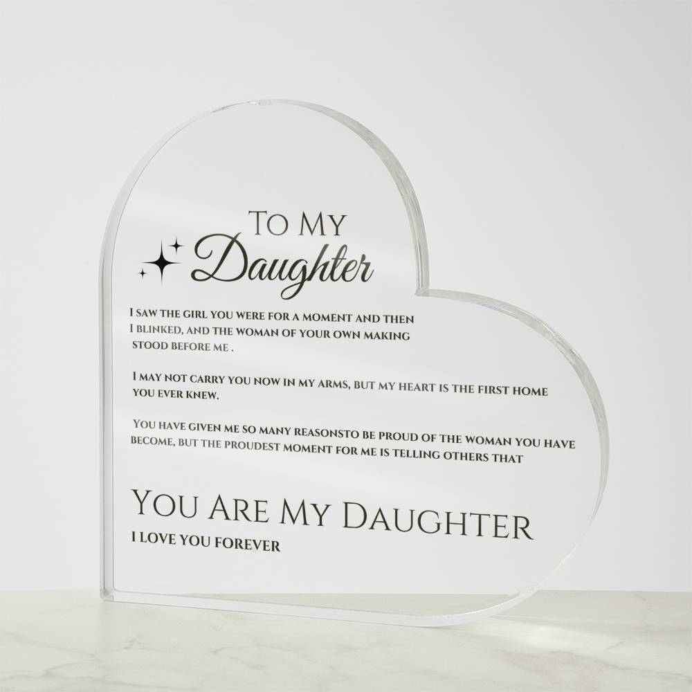 To My Daughter: Heart's First Home Plaque