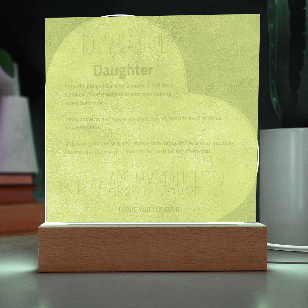 To My Daughter - Love You Forever -  LED Heart Plaque