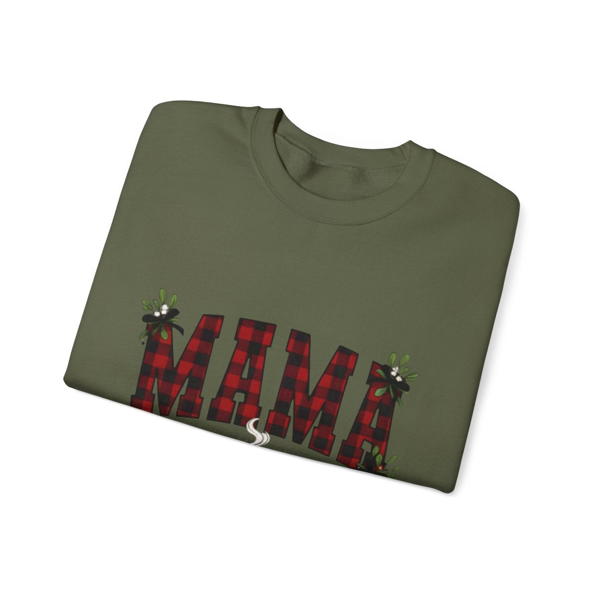 Plaid "Mama" & Hot Cocoa Cozy Christmas Crewneck Sweatshirt