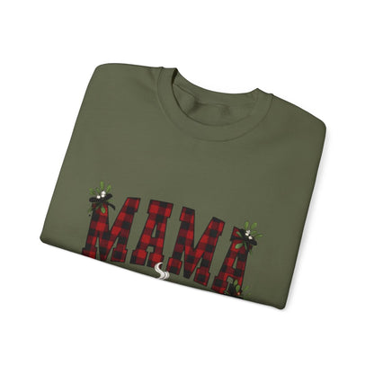Plaid "Mama" & Hot Cocoa Cozy Christmas Crewneck Sweatshirt