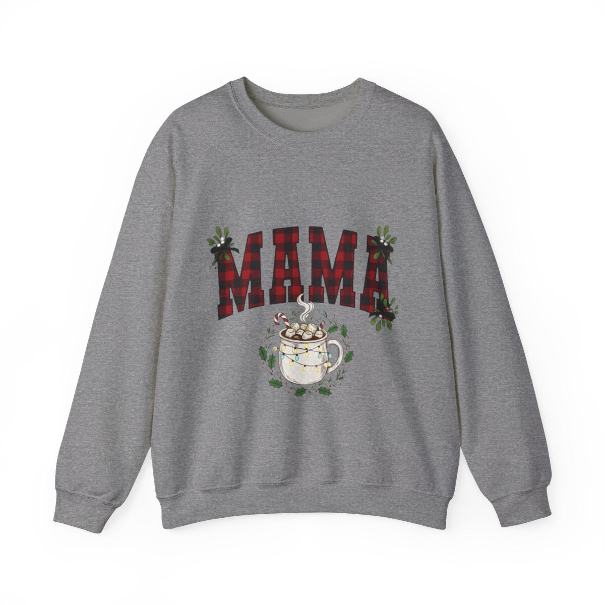 Plaid "Mama" & Hot Cocoa Cozy Christmas Crewneck Sweatshirt