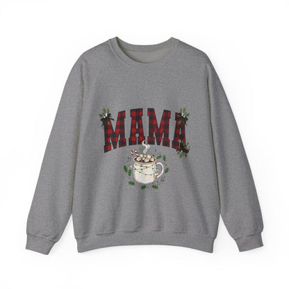 Plaid "Mama" & Hot Cocoa Cozy Christmas Crewneck Sweatshirt