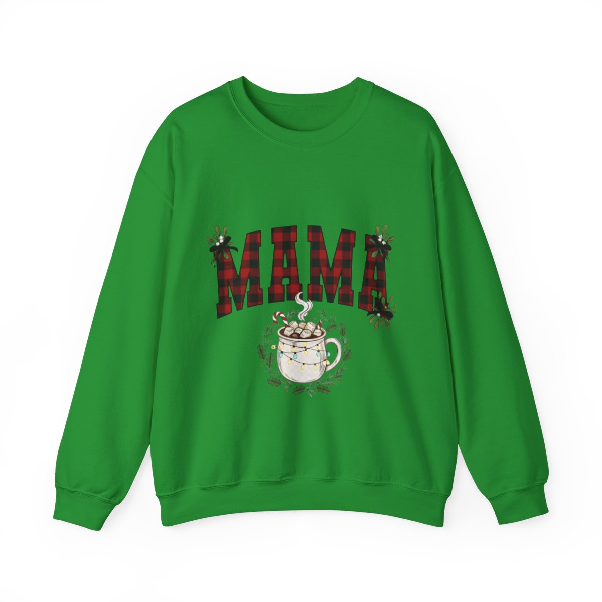 Plaid "Mama" & Hot Cocoa Cozy Christmas Crewneck Sweatshirt