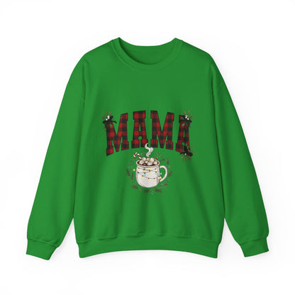 Plaid "Mama" & Hot Cocoa Cozy Christmas Crewneck Sweatshirt